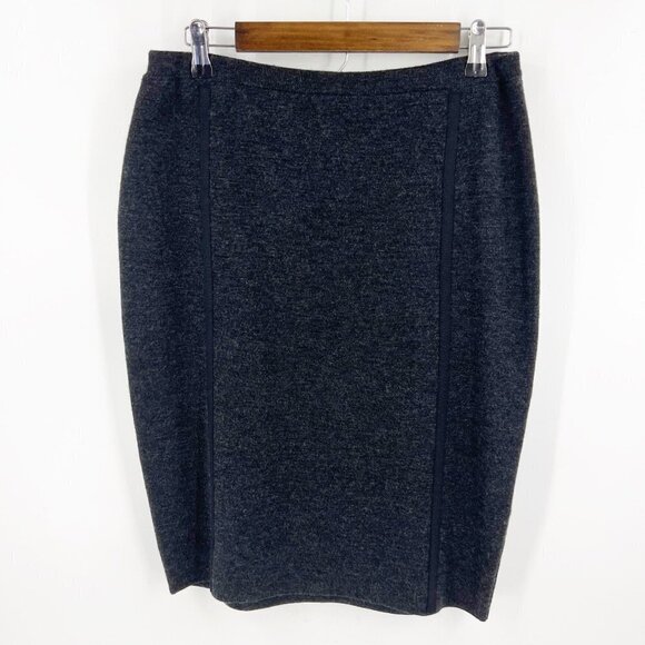 ✅ Eileen Fisher Merino Wool Pencil Skirt with Grosgrain Ribbon Size Medium Black - Picture 1 of 5